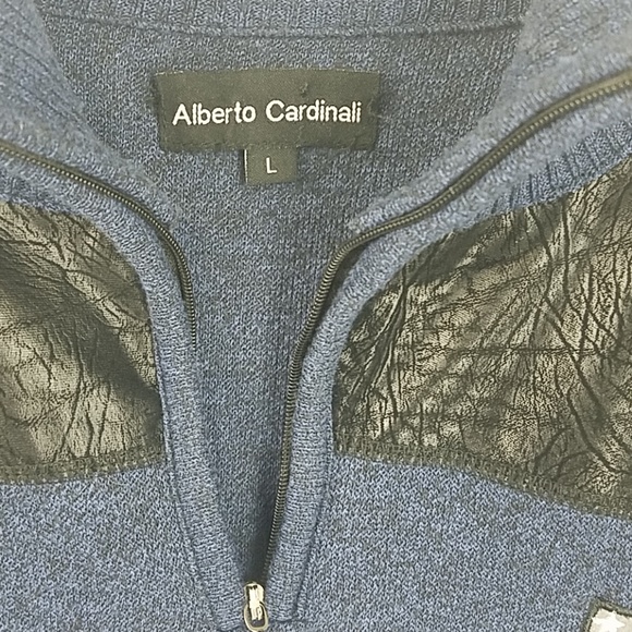 ALBERTO CARDINALI Men’s Pullovers sweater quarter zipper Sz L - Picture 9 of 13
